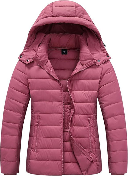MOERDENG womens waterproof quilted jacket for outdoor brunch and winter sightseeing
