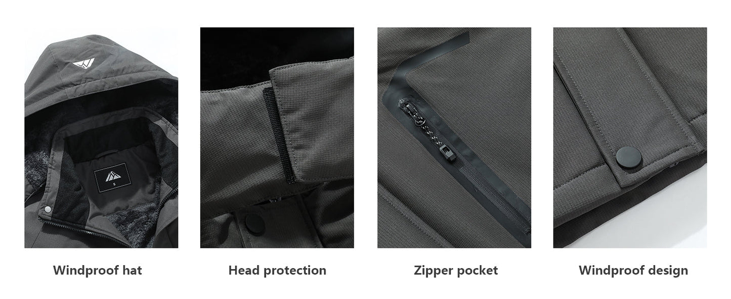 Men's Mountain Ski Jacket Waterproof Winter Coat Warm Snowboarding Jacket Snow Windbreaker Hooded for Hiking