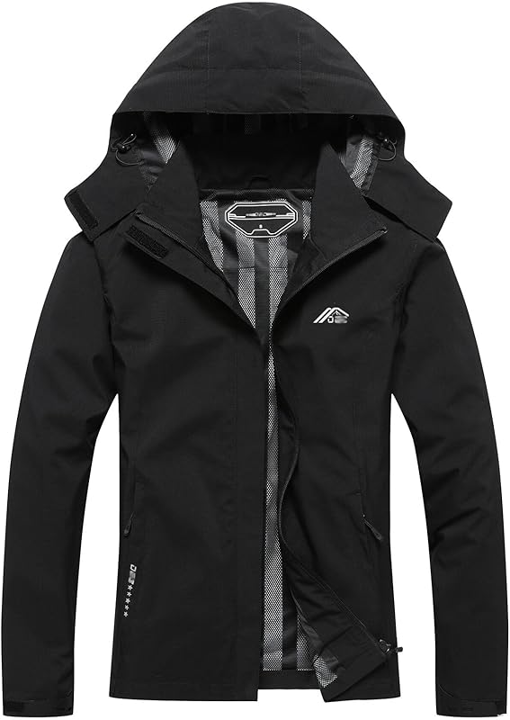 Women's Waterproof Raincoat Lightweight Rain Jacket Detachable Hood Travel Outdoor