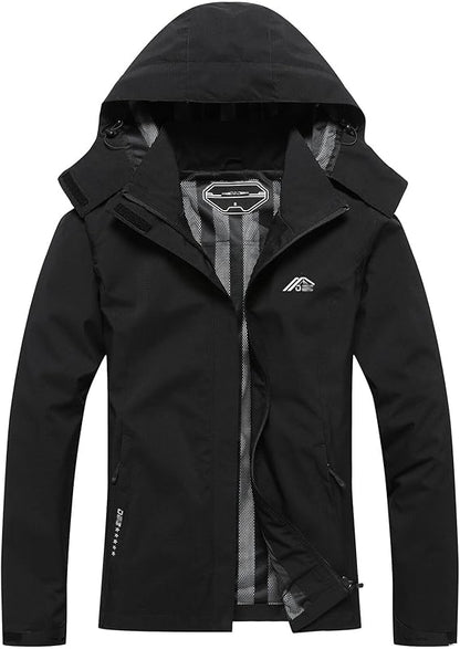 Women's Waterproof Raincoat Lightweight Rain Jacket Detachable Hood Travel Outdoor