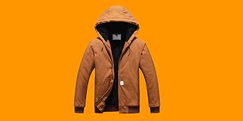 Men's Loose Fit Quilted Flannel Lined Workwear Waterproof Active Jacket Hooded Work Coat