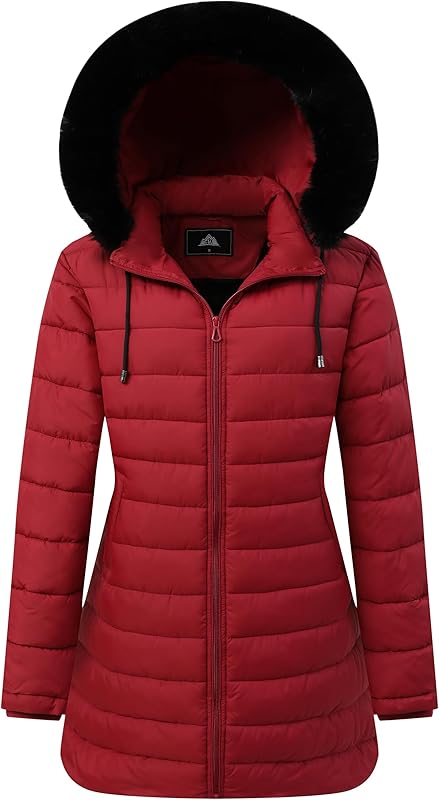 Women's Waterproof Long Down Jacket,Warm Winter Hooded Puffer Coat Thickened for Hiking Outdoor