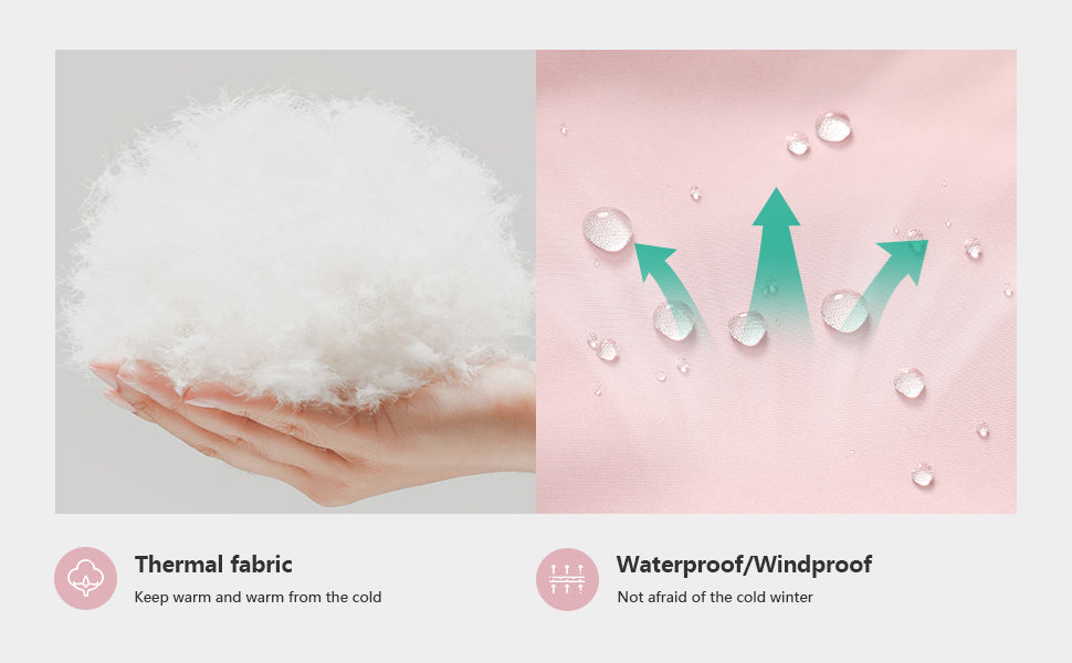 MOERDENG Girls Waterproof Winter Coat - Warm & Insulated