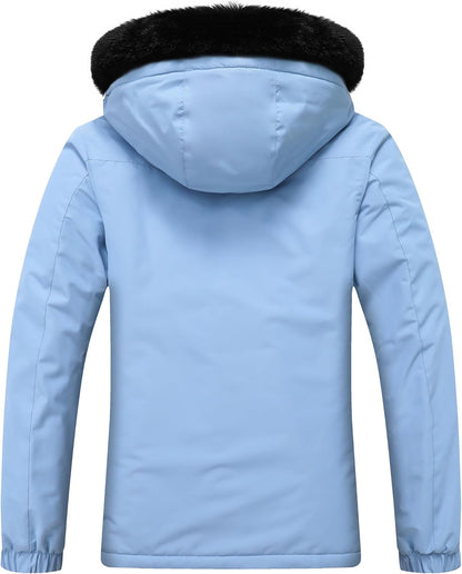 MOERDENG Women's Ski Jacket Waterproof Warm Winter Coat Hooded Snowboarding Jacket Versatile for Hiking & Winter Activities