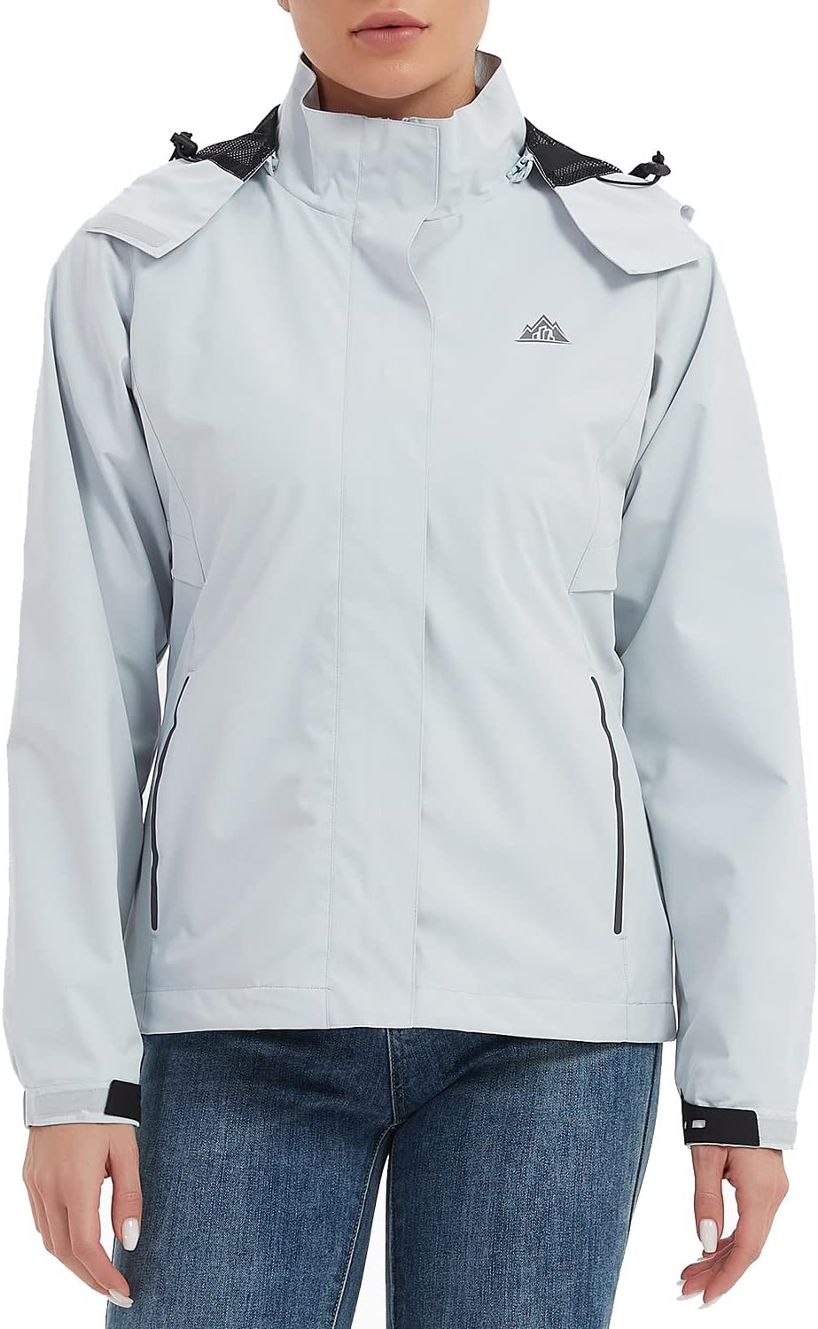 MOERDENG Women's Waterproof Rain Jacket Lightweight Raincoat Hooded Hiking Jacket Softshell Windbreaker