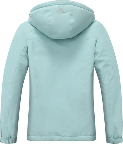 MOERDENG Women's Snow Ski Jacket Warm Winter Coat Waterproof Snowboarding Jacket with Zippered Pockets