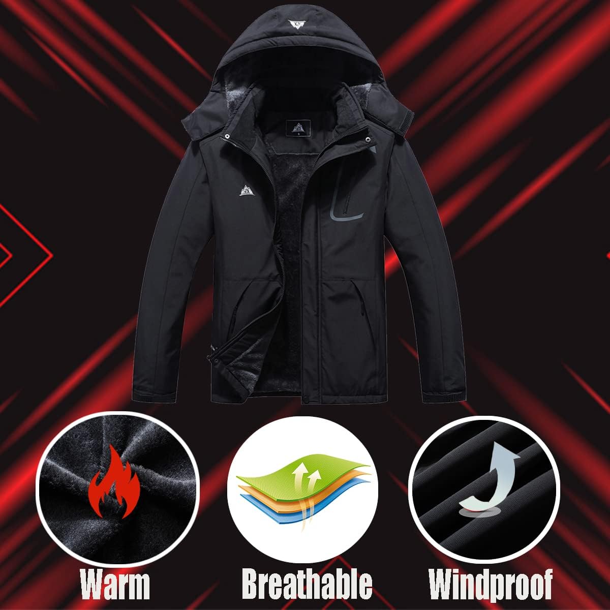 MOERDENG Women's Waterproof Ski Jacket Warm Winter Coat Outdoor Windbreaker Hiking Snowboarding Jacket