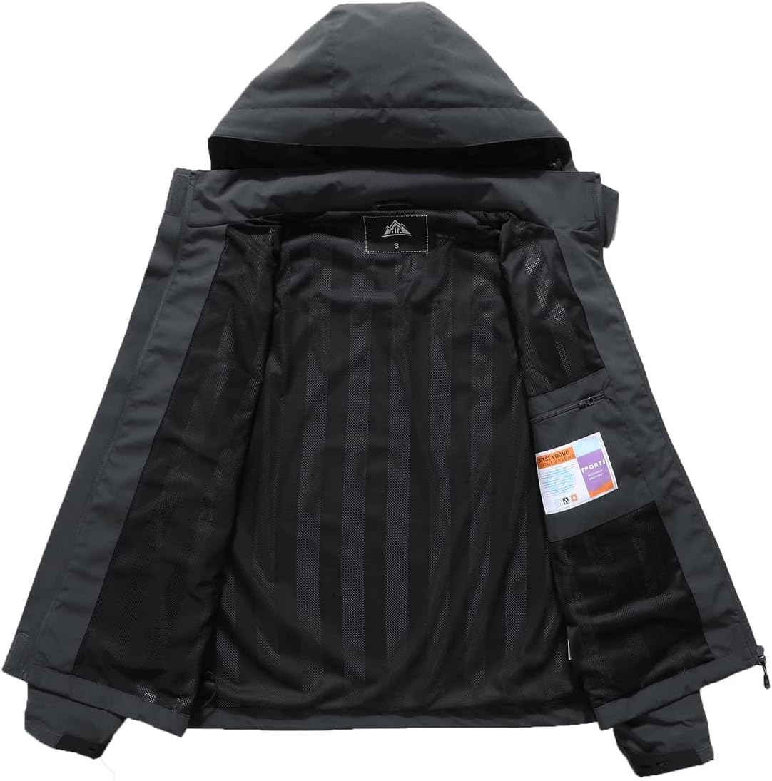 MOERDENG Women's Waterproof Rain Jacket Lightweight Raincoat Hooded Hiking Jacket Softshell Windbreaker