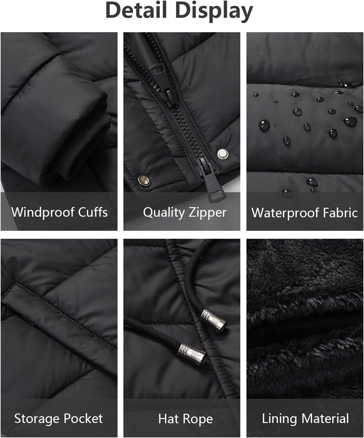thickened fleece lining of MOERDENG womens down jacket for double temperature locking
