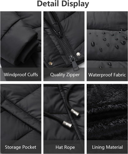 thickened fleece lining of MOERDENG womens down jacket for double temperature locking

