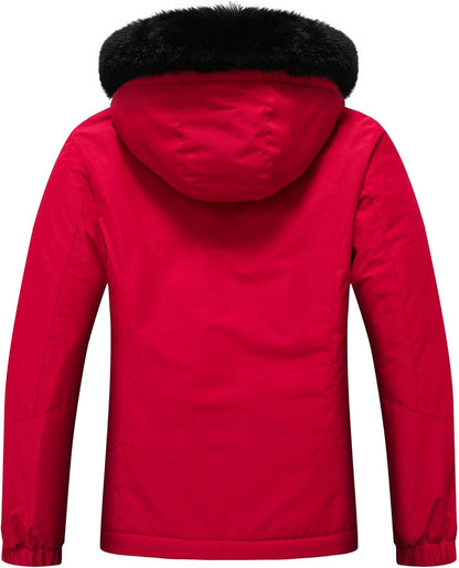 MOERDENG Women's Insulated Snow Ski Jacket Warm Winter Coat Waterproof Snowboarding Jacket Softshell Hiking Winter Jacket