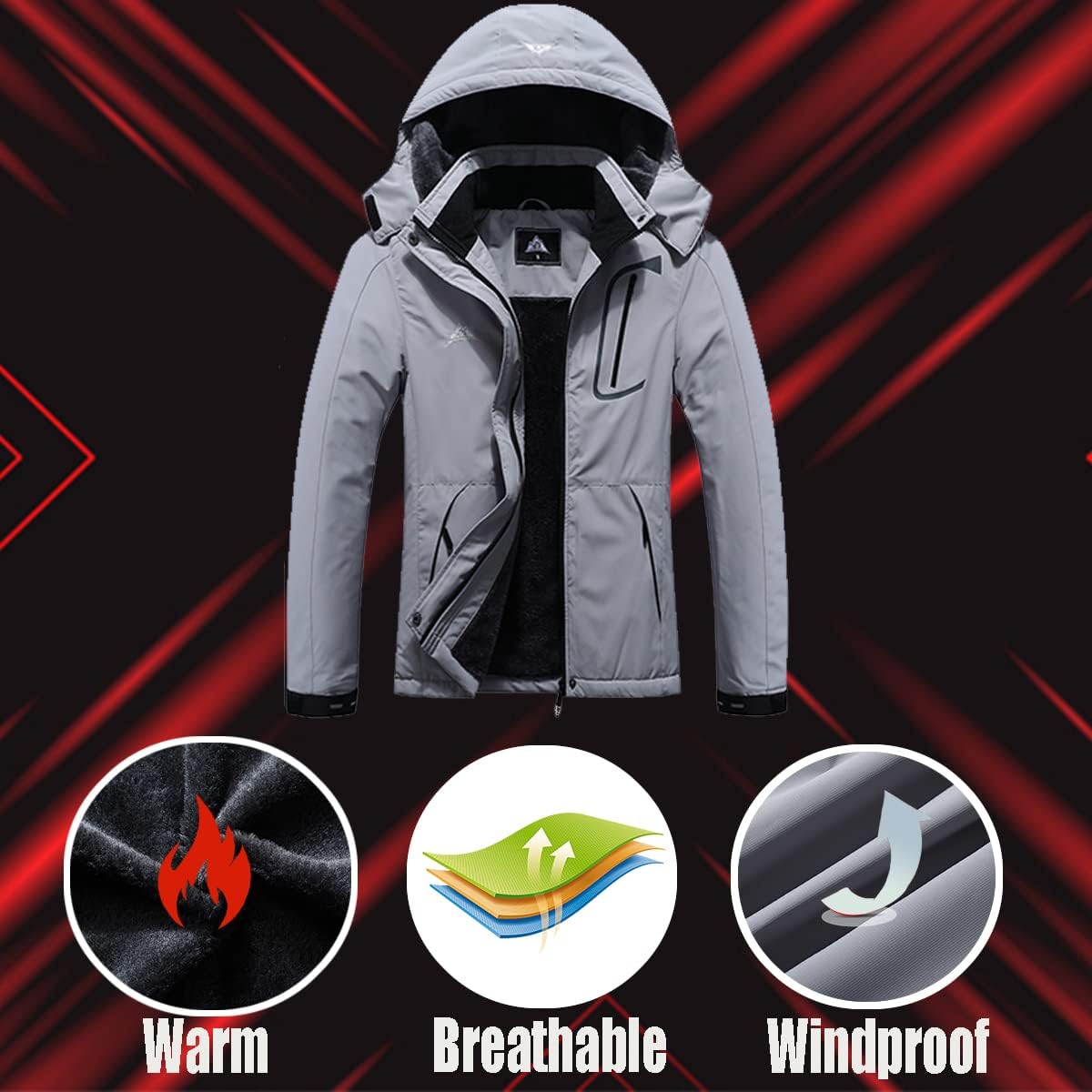 MOERDENG Women's Waterproof Ski Jacket Warm Winter Coat Outdoor Windbreaker Hiking Snowboarding Jacket