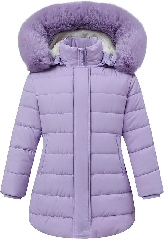 machine wash care label of MOERDENG girls fleece insulated coat