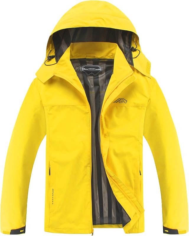 MOERDENG Men's Lightweight Waterproof Hooded Rain Jacket Outdoor Raincoat Shell Jacket for Hiking Travel