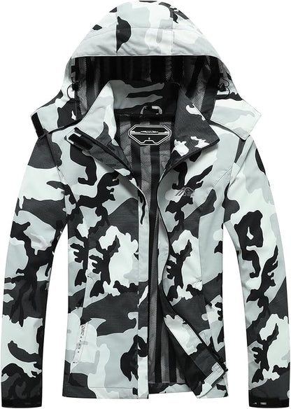 Women's Waterproof Raincoat Lightweight Rain Jacket Detachable Hood Travel Outdoor