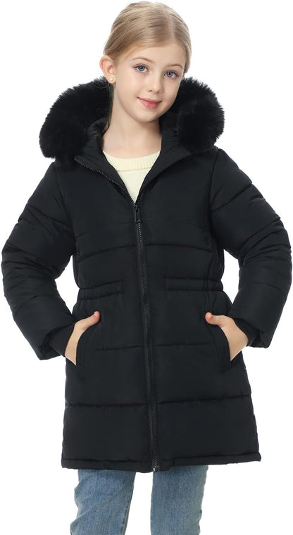 long-length full-body coverage of MOERDENG girls winter parka for maximum cold protection
