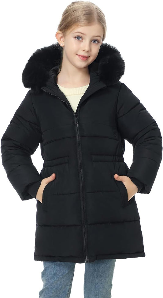 long-length full-body coverage of MOERDENG girls winter parka for maximum cold protection
