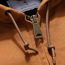 Men's Loose Fit Quilted Flannel Lined Workwear Waterproof Active Jacket Hooded Work Coat