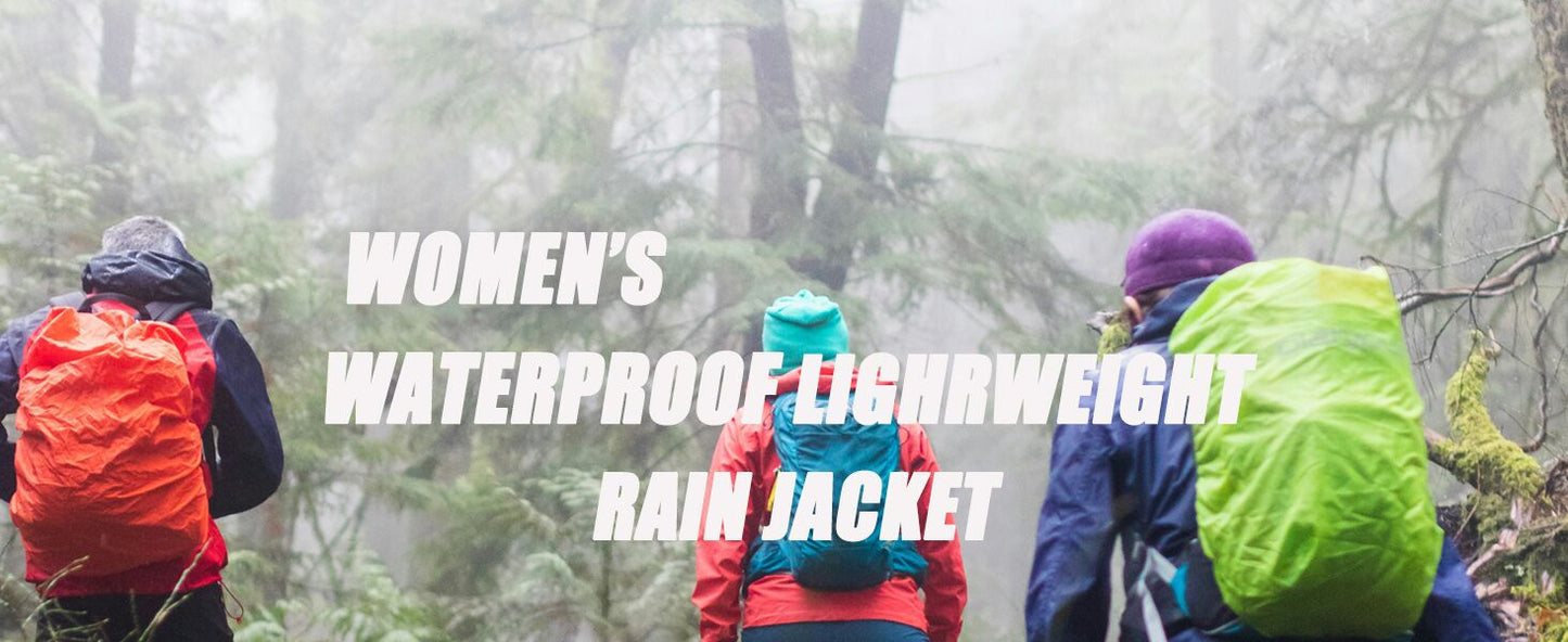 Women's Waterproof Raincoat Lightweight Rain Jacket Detachable Hood Travel Outdoor