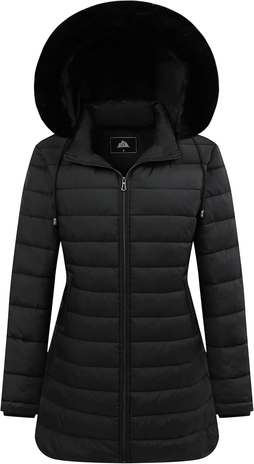 MOERDENG womens waterproof long down jacket warm hooded thickened puffer coat for hiking outdoor
