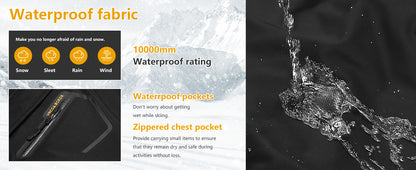 Men's Ski Jacket Warm Winter Snow Coat Waterproof Mountain Windbreaker Snowboarding Jacket Hooded for Hiking Traval