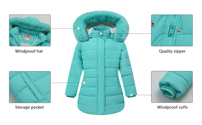 storage pocket of MOERDENG girls waterproof winter snow jacket