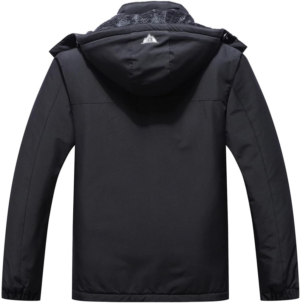 Men's Mountain Winter Coat Warm Fleece Ski Snow Jacket Waterproof Raincoat with Hood