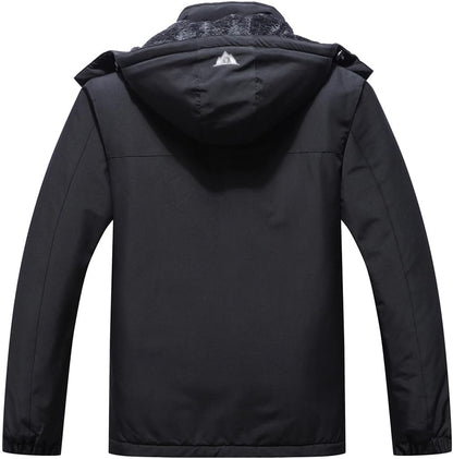 Men's Mountain Winter Coat Warm Fleece Ski Snow Jacket Waterproof Raincoat with Hood