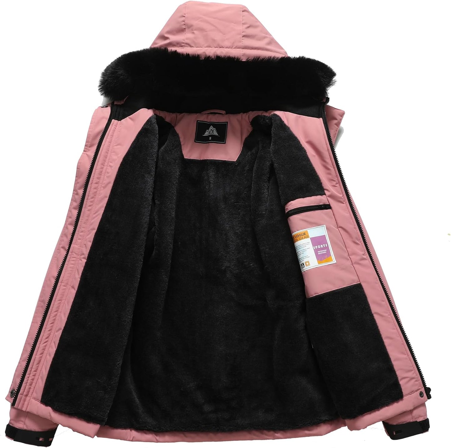 MOERDENG Women's Waterproof Snow Ski Jacket Warm Winter Coat Insulated Snowboarding Jacket Softshell Hiking Jacket