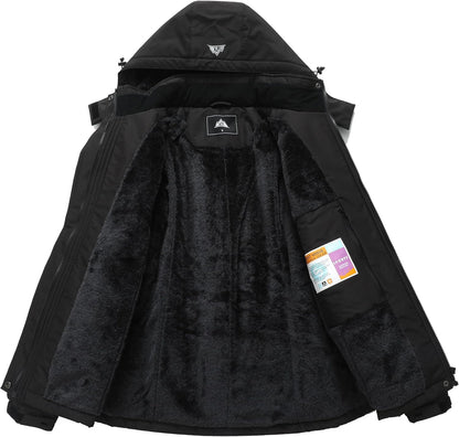 MOERDENG Women's Waterproof Ski Jacket Warm Winter Coat Hooded Snowboarding Jacket Snow Coat