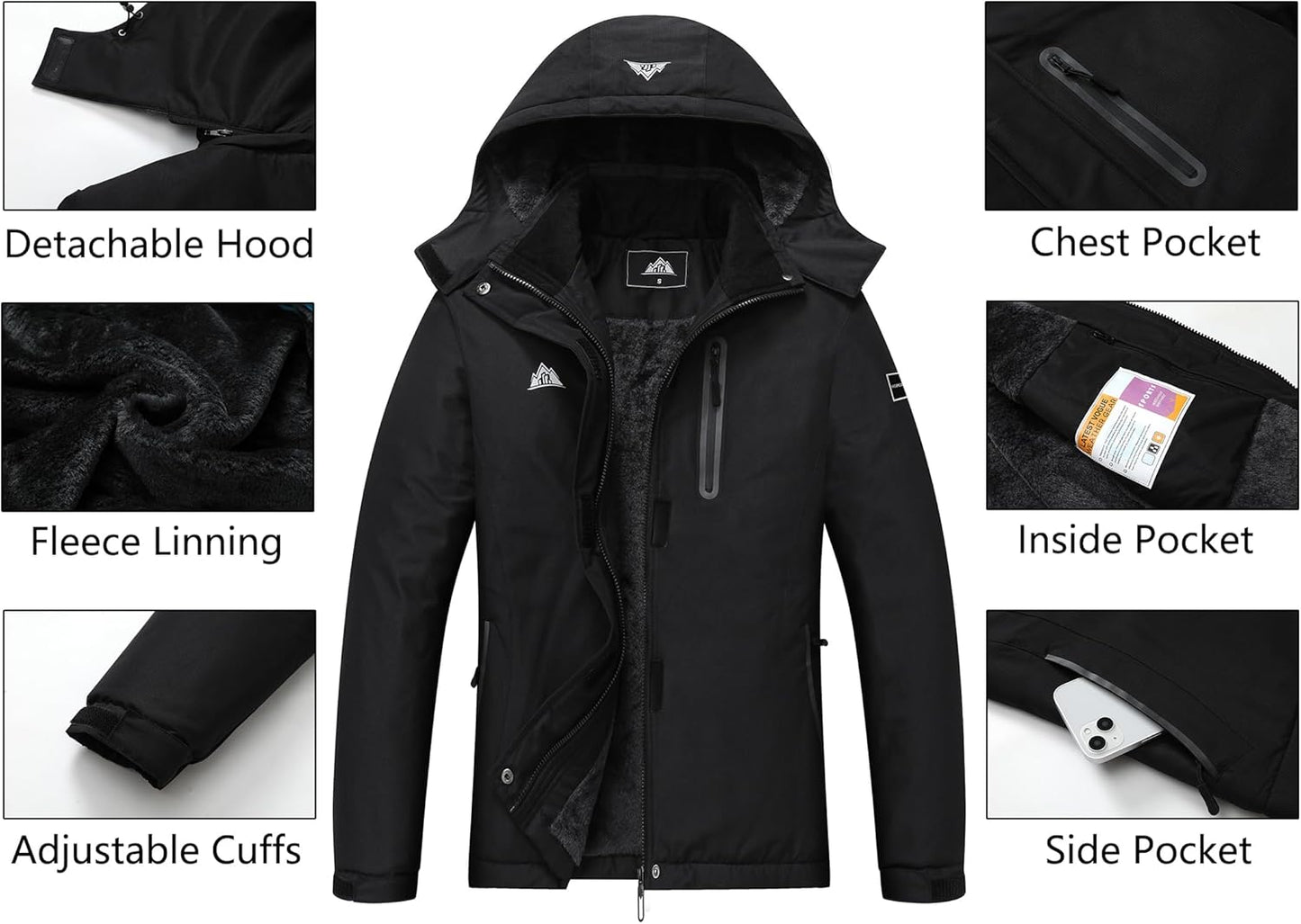 MOERDENG Women's Snow Ski Jacket Warm Winter Coat Waterproof Snowboarding Jacket with Zippered Pockets