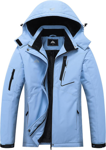 MOERDENG Women's Waterproof Ski Jacket Warm Winter Coat Hooded Snowboarding Jacket Snow Coat