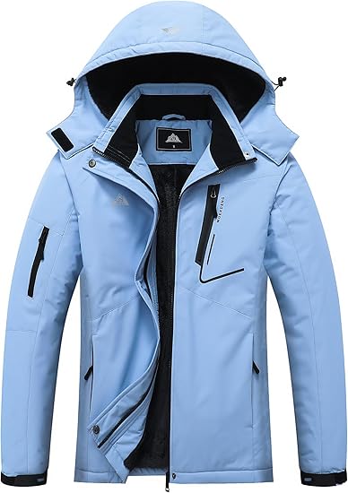 MOERDENG Women's Waterproof Ski Jacket Warm Winter Coat Hooded Snowboarding Jacket Snow Coat