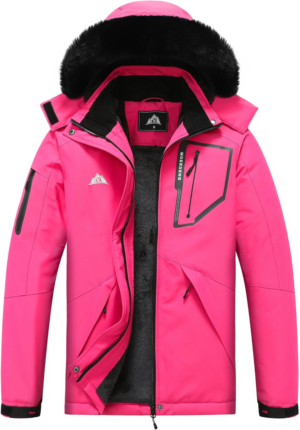 MOERDENG Women's Waterproof Snow Ski Jacket - Warm Winter Coat Insulated for Snowboarding, Mountain Hiking