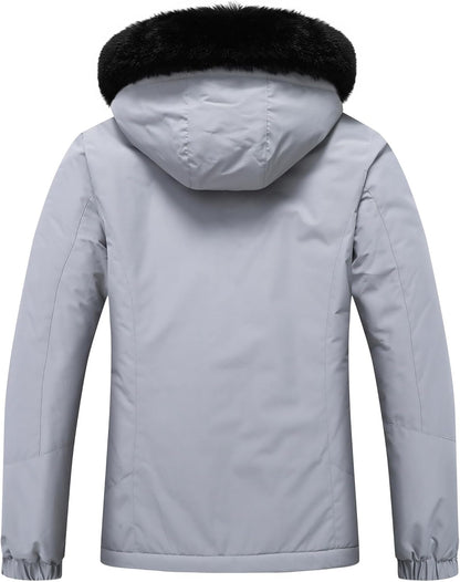 MOERDENG Women's Insulated Snow Ski Jacket Warm Winter Coat Waterproof Snowboarding Jacket Softshell Hiking Winter Jacket