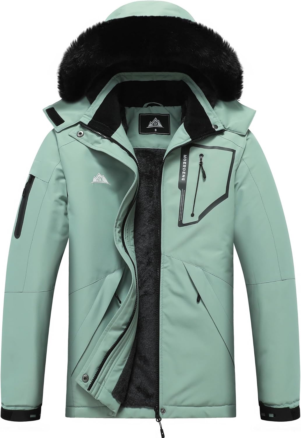 MOERDENG Women's Waterproof Snow Ski Jacket - Warm Winter Coat Insulated for Snowboarding, Mountain Hiking