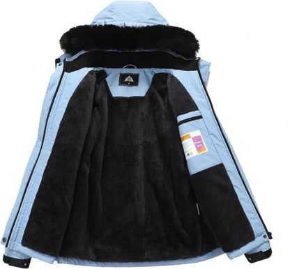 MOERDENG Women's Waterproof Snow Ski Jacket Warm Winter Coat Insulated Snowboarding Jacket Softshell Hiking Jacket