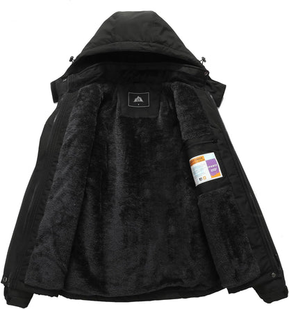 MOERDENG Women's Ski Jacket Warm Winter Coat Hooded Snowboarding Jackets Waterproof Mountain Windbreaker for Hiking Traval