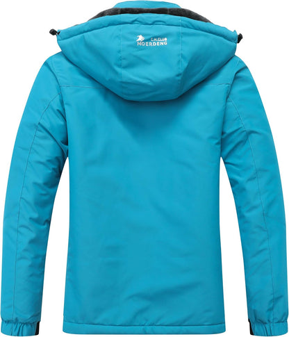 MOERDENG Women's Waterproof Ski Jacket Warm Winter Snow Coat Mountain Windbreaker Hooded Raincoat Jacket