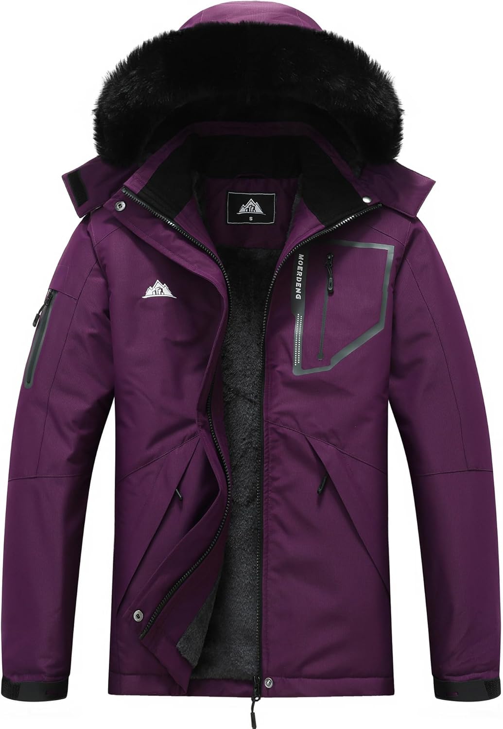 MOERDENG Women's Waterproof Snow Ski Jacket - Warm Winter Coat Insulated for Snowboarding, Mountain Hiking