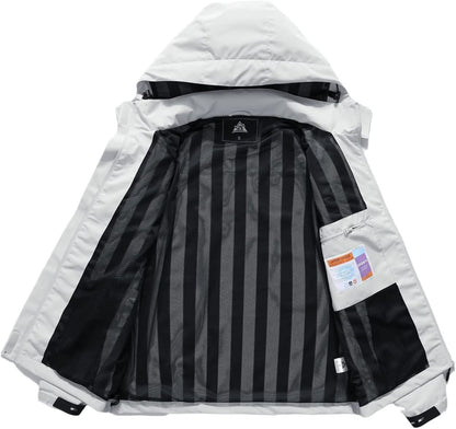 MOERDENG Women's Waterproof Rain Jacket Lightweight Raincoat Hooded Hiking Jacket Softshell Windbreaker