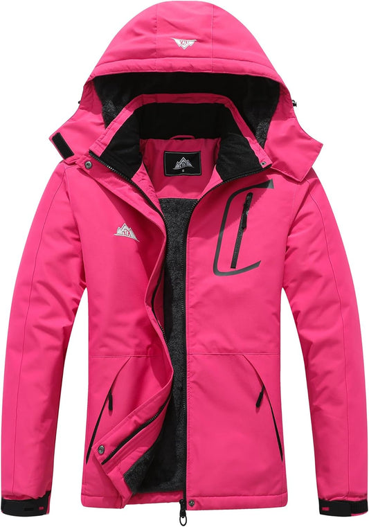 MOERDENG Women's Waterproof Ski Jacket Warm Winter Coat Outdoor Windbreaker Hiking Snowboarding Jacket