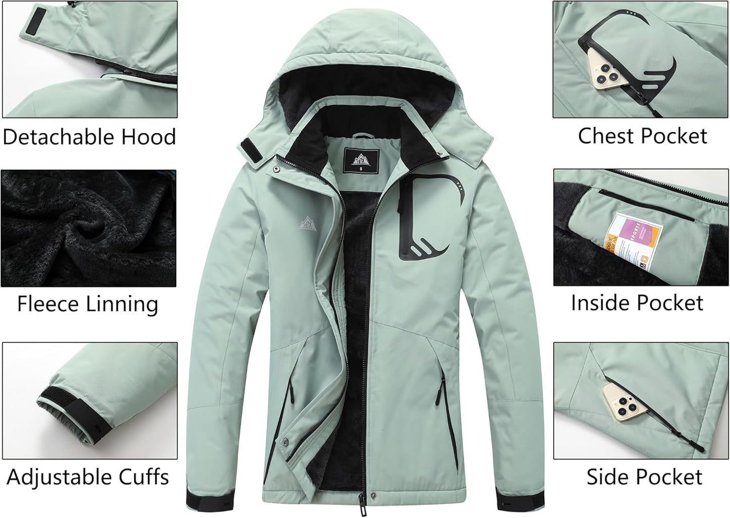 MOERDENG Women's Winter Ski Jacket