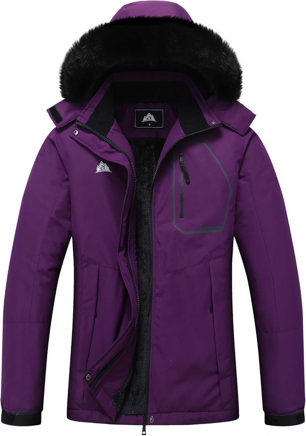 MOERDENG Women's Insulated Snow Ski Jacket Warm Winter Coat Waterproof Snowboarding Jacket Softshell Hiking Winter Jacket