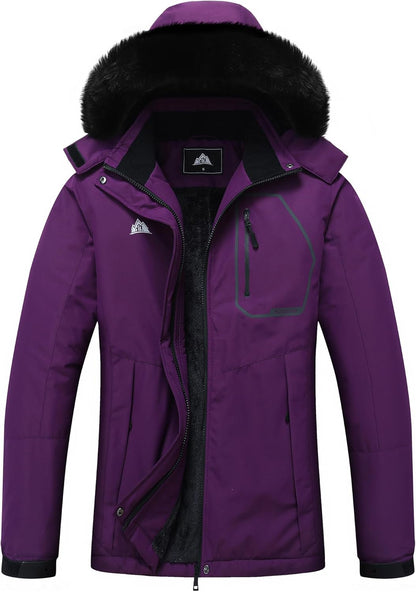 MOERDENG Women's Insulated Snow Ski Jacket Warm Winter Coat Waterproof Snowboarding Jacket Softshell Hiking Winter Jacket