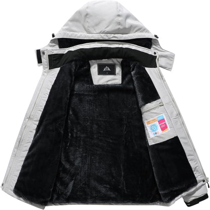 MOERDENG Women's Ski Jacket Warm Winter Coat Hooded Snowboarding Jackets Waterproof Mountain Windbreaker for Hiking Traval