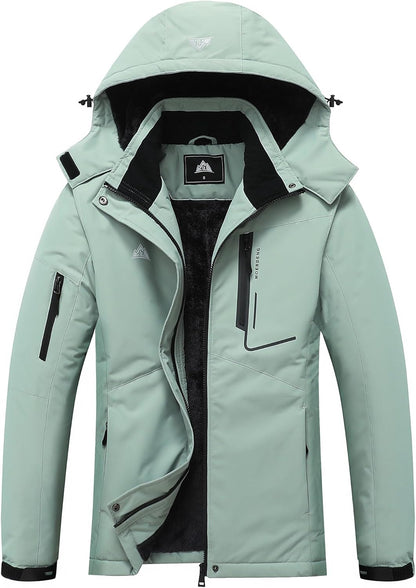 MOERDENG Women's Waterproof Ski Jacket Warm Winter Coat Hooded Snowboarding Jacket Snow Coat