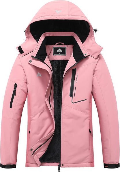 MOERDENG Women's Waterproof Ski Jacket Warm Winter Coat Hooded Snowboarding Jacket Snow Coat