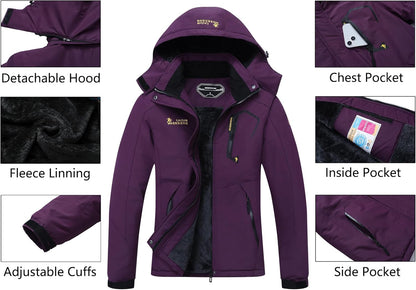 MOERDENG Women's Waterproof Ski Jacket Warm Winter Snow Coat Mountain Windbreaker Hooded Raincoat Jacket