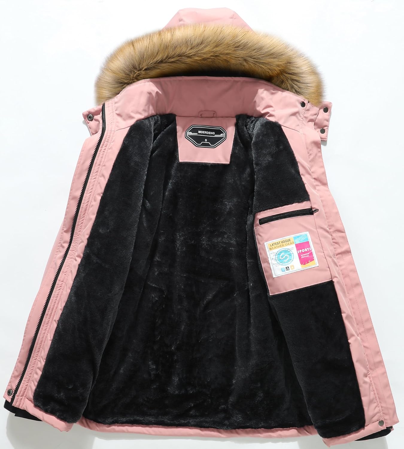 MOERDENG Women's Waterproof Ski Snow Jacket Winter Warm Hooded Snow Coat Mountain Windproof Ski Jacket For Women